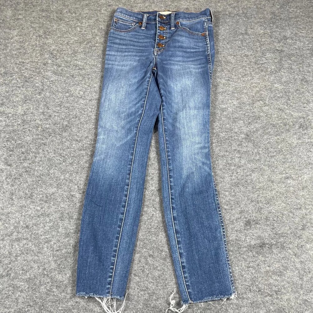 Madewell Jeans Womens 24 Blue Denim High Rise Skinny Crop Button Fly Stretch